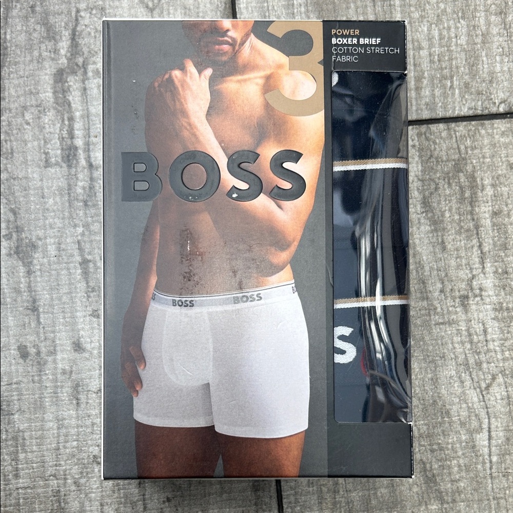 100% Authentic BOSS by Hugo Boss Men's Black Boxer Briefs 3pack New